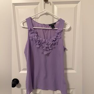 White House Black Market Lavender Ruffle-Trim Sleeveless Shell